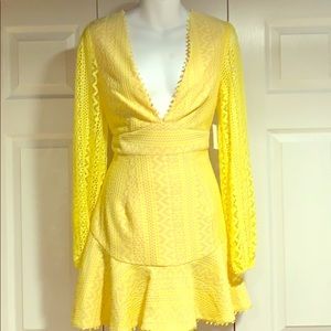 Brand new, long sleeve yellow lace dress!